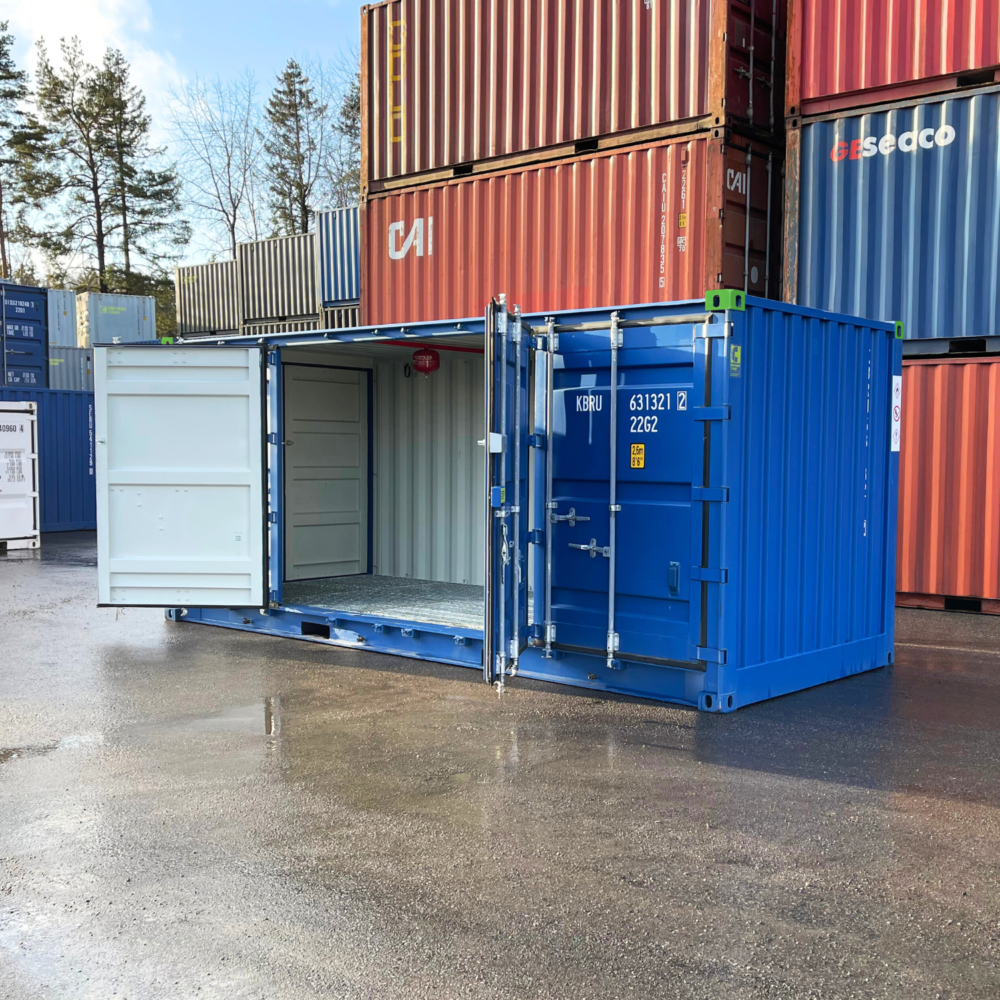 Miljöcontainer 20 fot Open Side från höger - hyr eller köp från Containertjänst