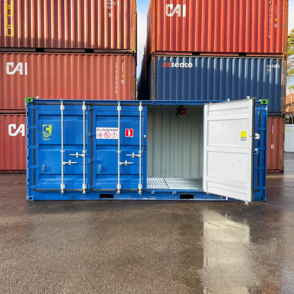 Miljöcontainer 20 fot Open Side med öppen dörr - hyr eller köp från Containertjänst